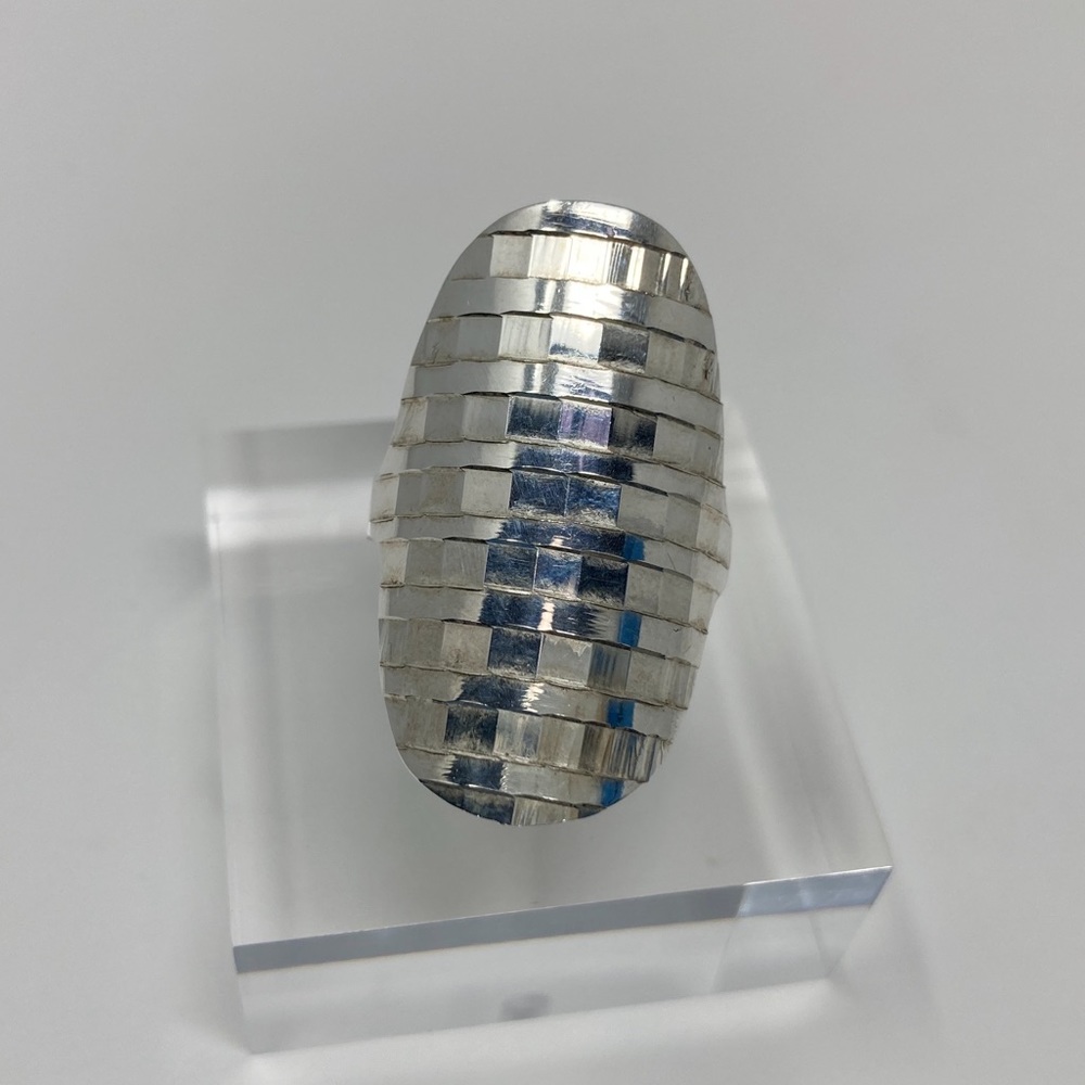 Oval Hammered Ring, 925 Sterling Silver Long Ring, Statement Boho Modern Women